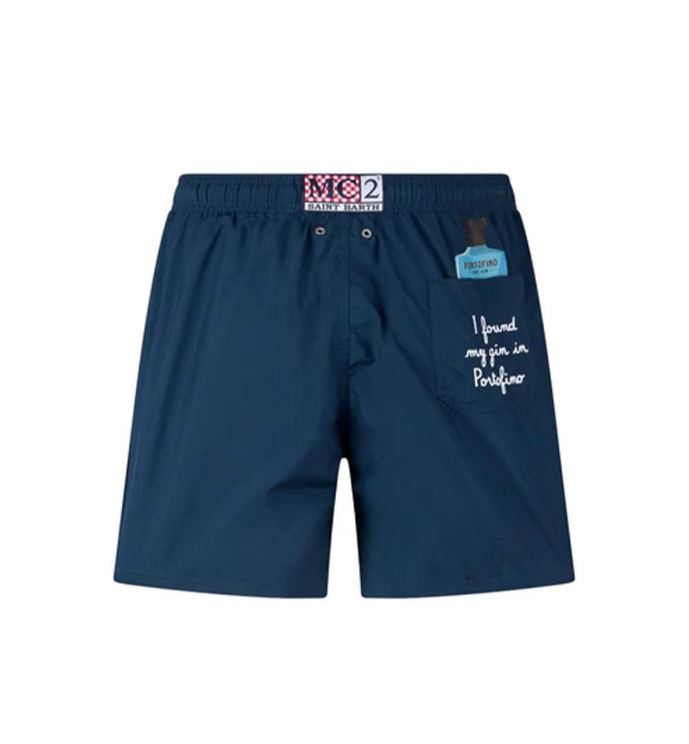 MC2 SAINT BARTH Costume uomo Guatavia Embroidered MC2 Saint Barth 05688H Blu lunghezza media vestibilità regolare tessuto leggero tinta unita GUATAVIAEMBROIDERED05688H 61
