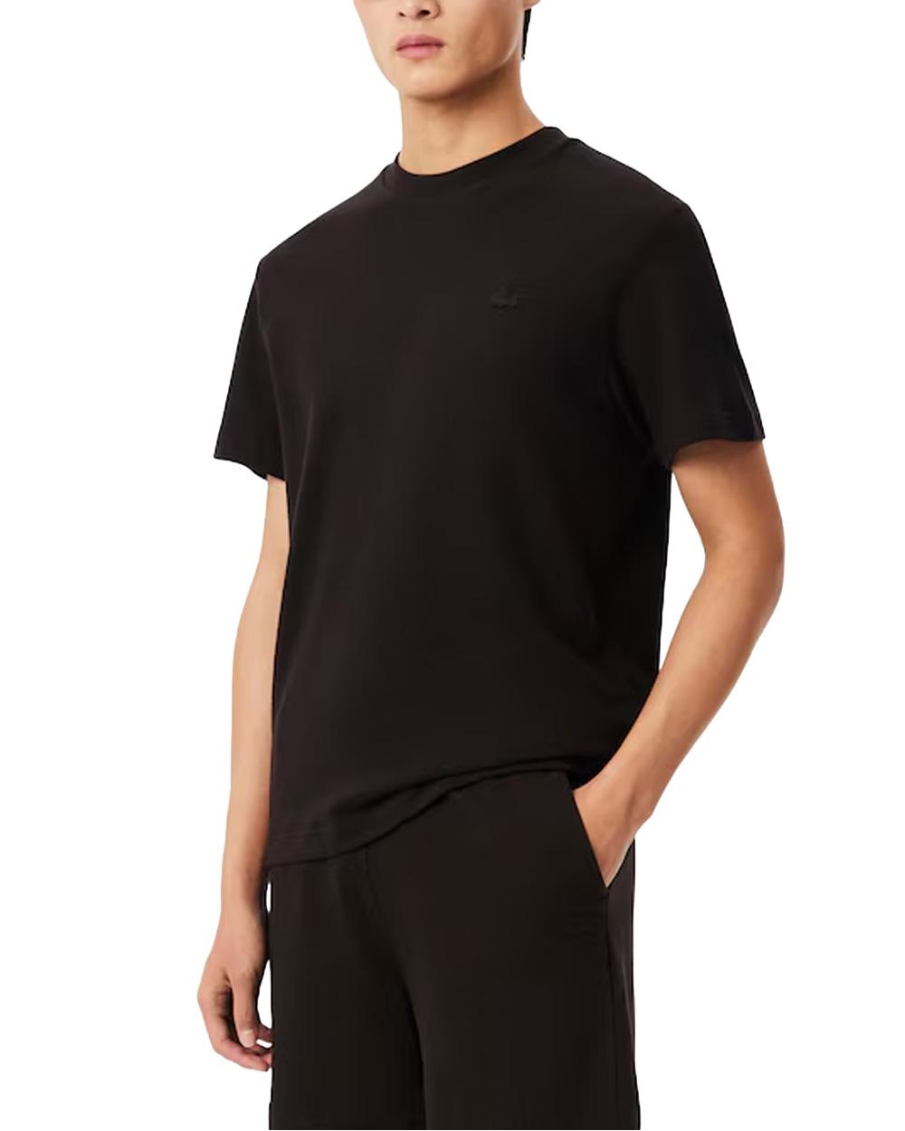 LACOSTE T-shirt LACOSTE uomo TH1979 Marrone crepe cotone classic fit collo a coste TH1979 3LA
