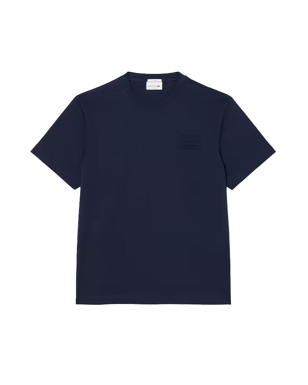 LACOSTE T-shirt LACOSTE uomo TH0753 Blu classic fit cotone collo a coste coccodrillo TH0753 166