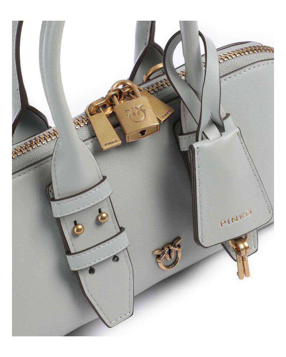 PINKO Borsa Pinko donna 105334A0QO Bowling Escape Bag grigio chiaro pelle piccola 105334A0QO K32Q
