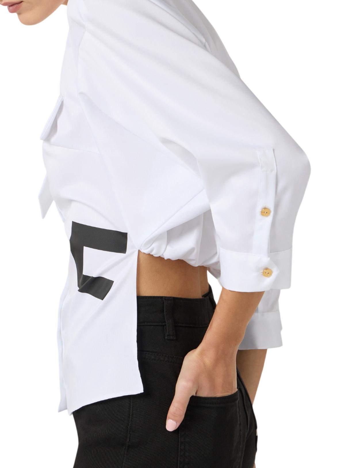 ELISABETTA FRANCHI Camicia Elisabetta Franchi donna CA15561E2221 Bianco Nero<BR/> CA15561E2 221