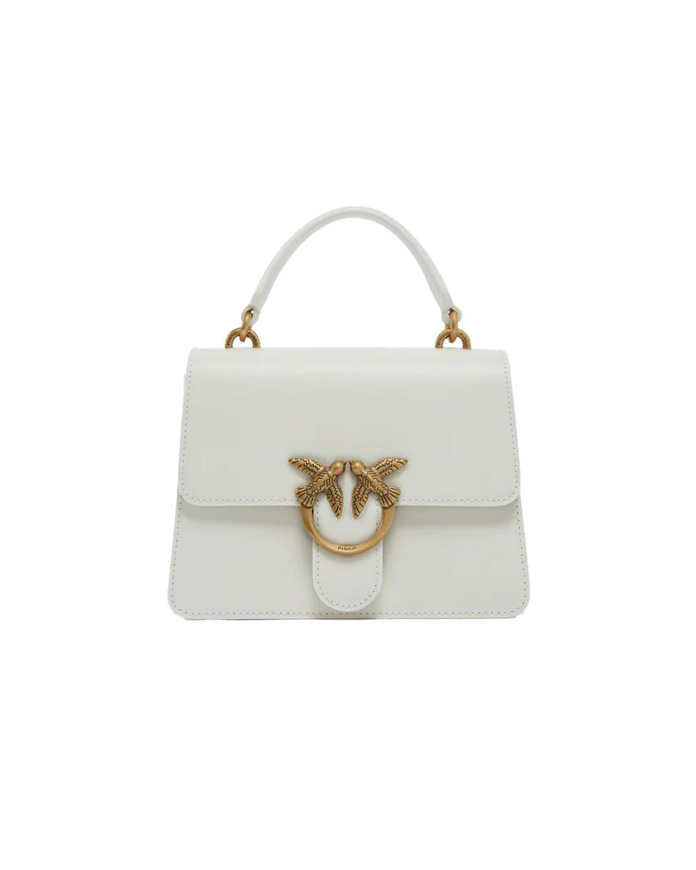 PINKO Borsa PINKO donna LOVE BAG ONE TOP HANDLE LIGHT SIMPLY 100071A0F1 Bianca pelle oro tracolla manico 100071A0F1 Z14Q