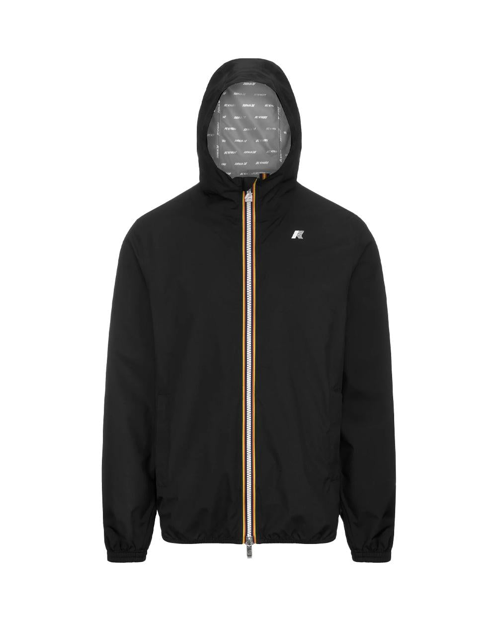 K-WAY Giubbino K-WAY uomo K5127QW JACK STRETCH DOT Nero cuciture cappuccio zip tasche slim K5127QW USY