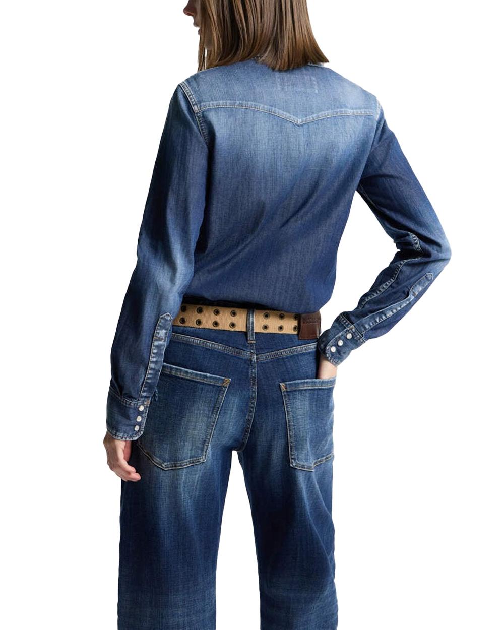 DSQUARED2 Camicia DSQUARED2 donna Basic Western S75DL0954S30341 Blu denim di cotone effetto vintage stile western S75DL0954S30341 470