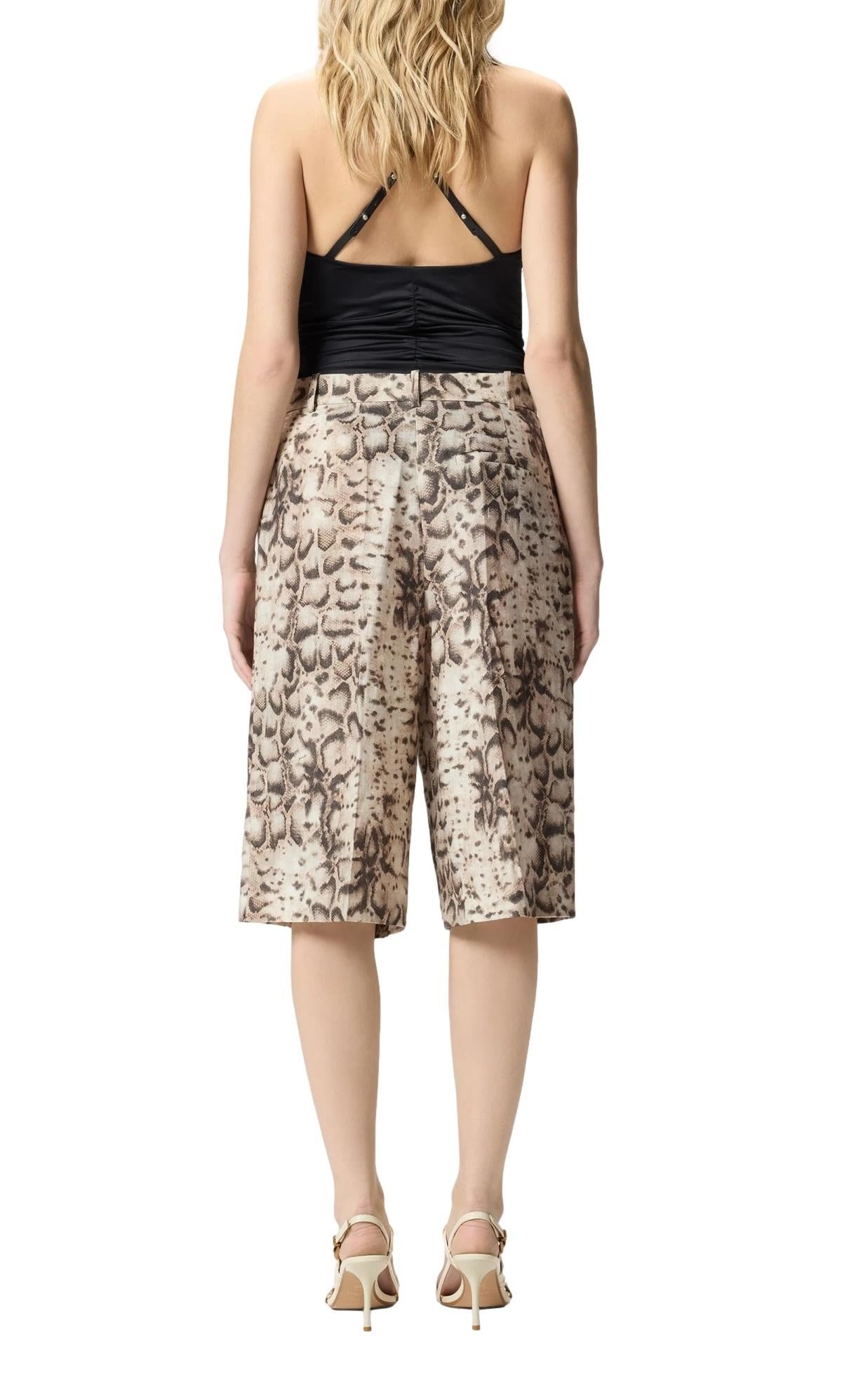 PINKO Bermuda Pinko donna 106870A3BL CZ9 Cattolica con stampa animalier Beige Nero <BR/> 106870A3BL CZ9