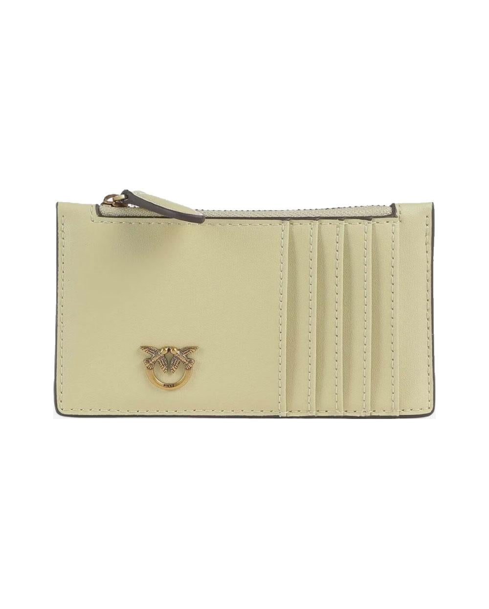 PINKO Portacarte Pinko donna 100251A0F1 Airone giallo oro zip pelle<BR/><BR/> 100251A0F1 C39Q