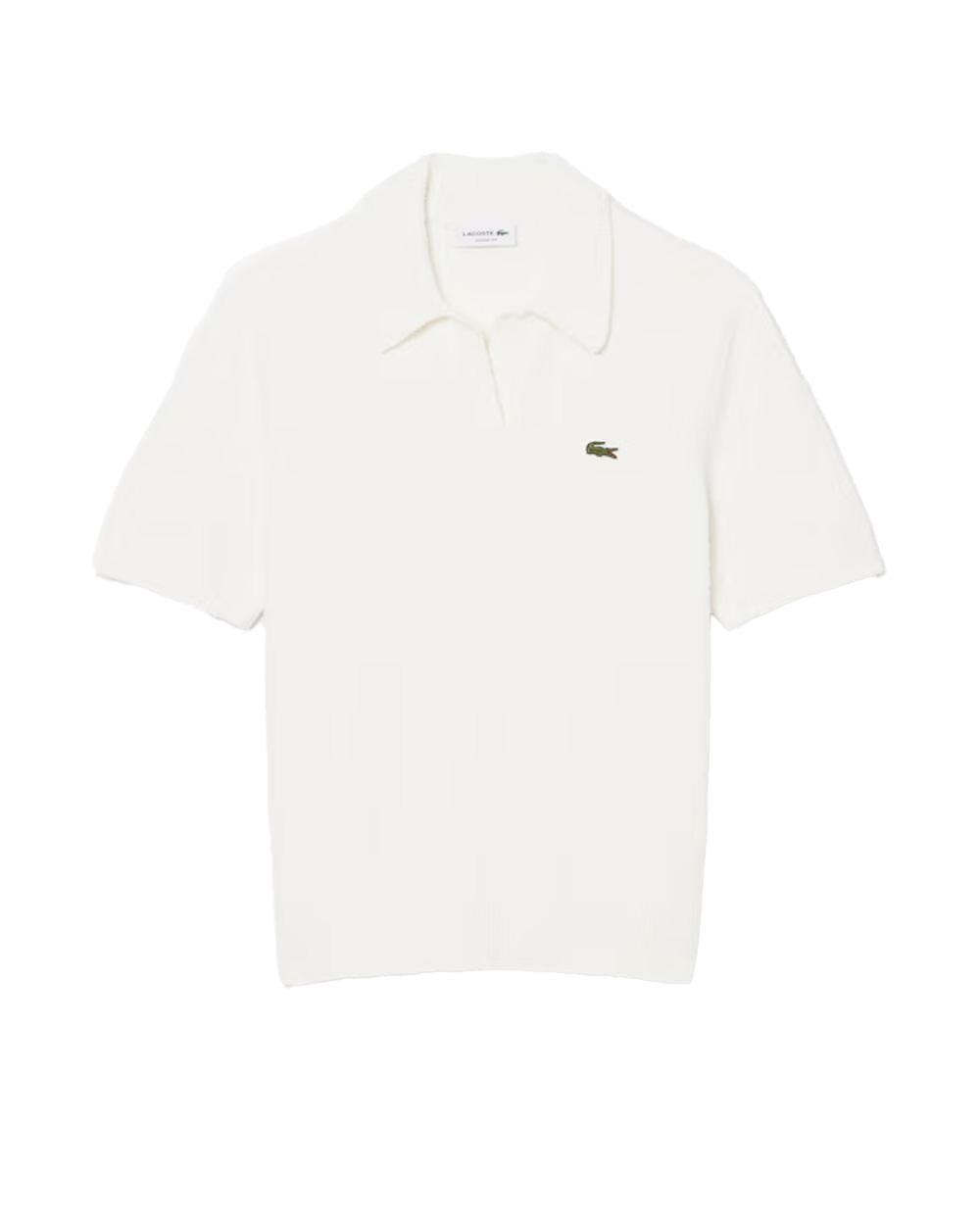 LACOSTE Polo LACOSTE uomo AH0618 Bianco cotone classic fit finitura a coste AH0618 70V