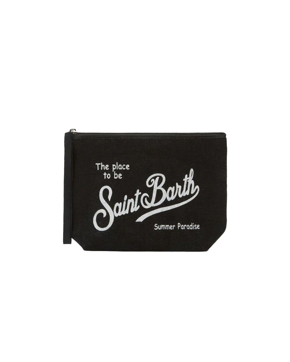 MC2 SAINT BARTH Pochette MC2 SAINT BARTH unisex Aline Linen ALI000401137L Nero lino xip tinta unita cinturino ALI000401137L 00