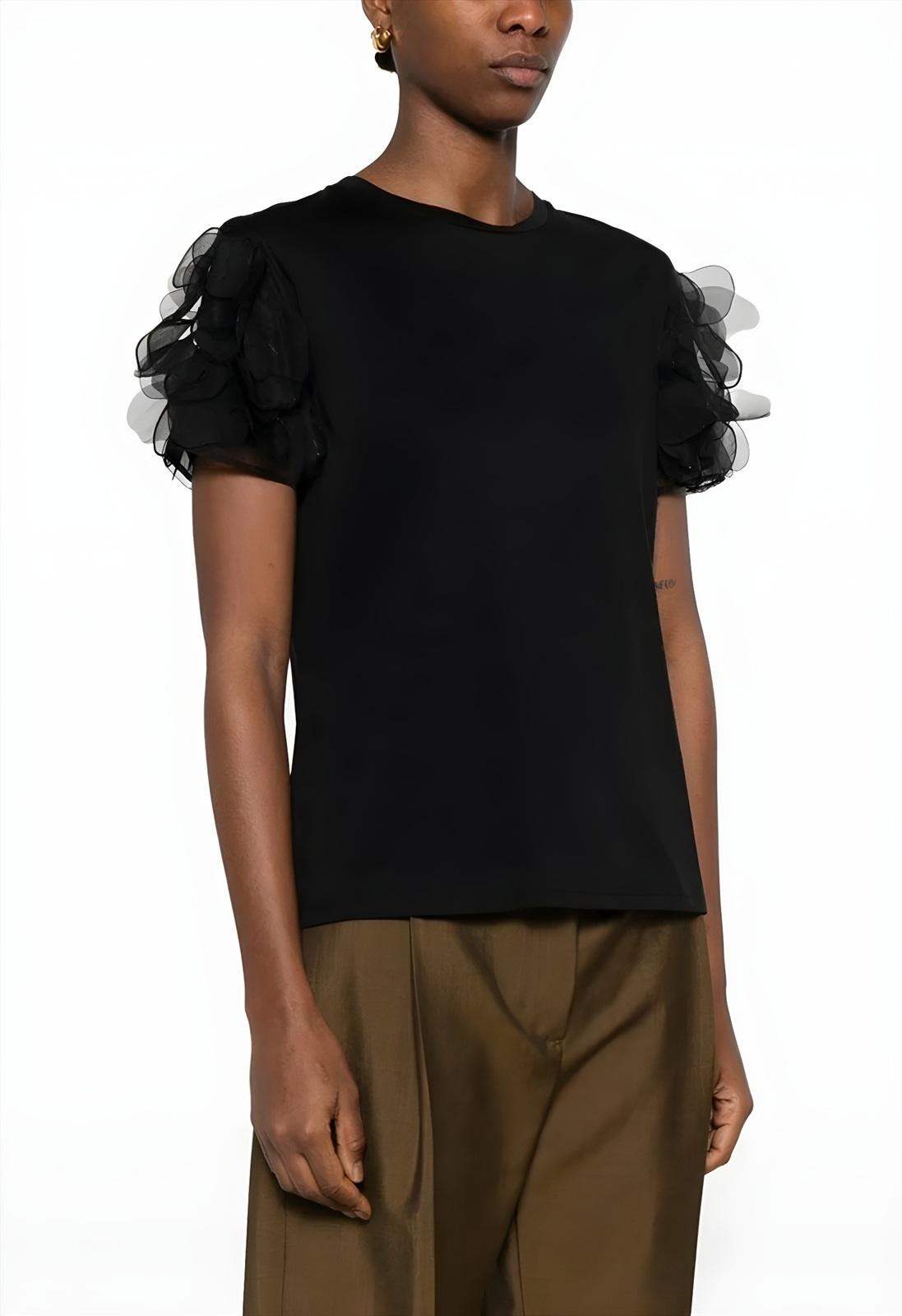 STUDIO T-shirt Studio donna 2616971013600 005 Editti maniche ruffled in organza Nero<BR/> 2616971013600 005