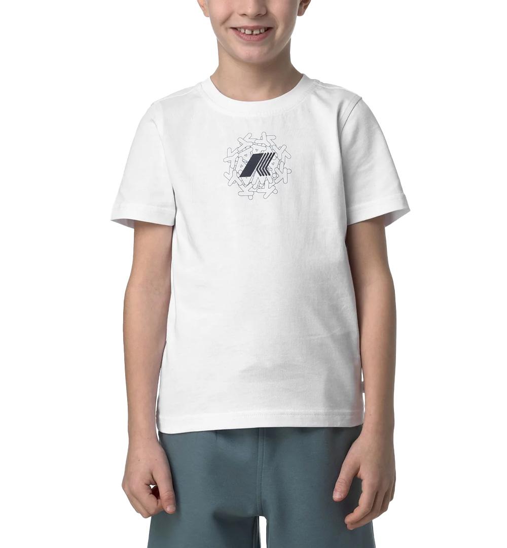 K-WAY T-shirt K-Way Odom Messy Letters bambino K5136XW Bianca cotone collo a costina regolare stampa logo K5136XW 001