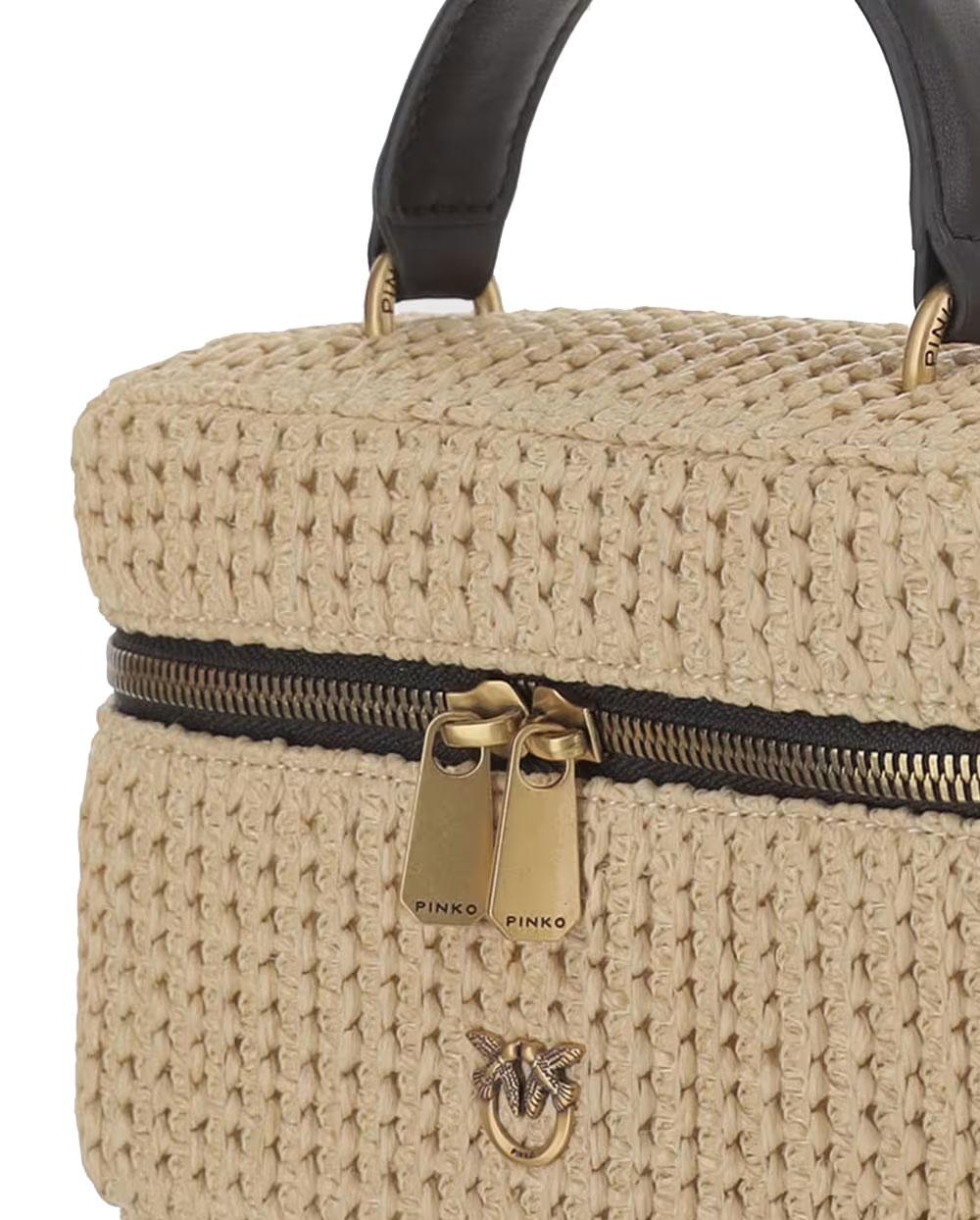 PINKO Beauty case Pinko donna 106382A0GK Vanity soft mini rafia tracolla 106382A391 C24Q