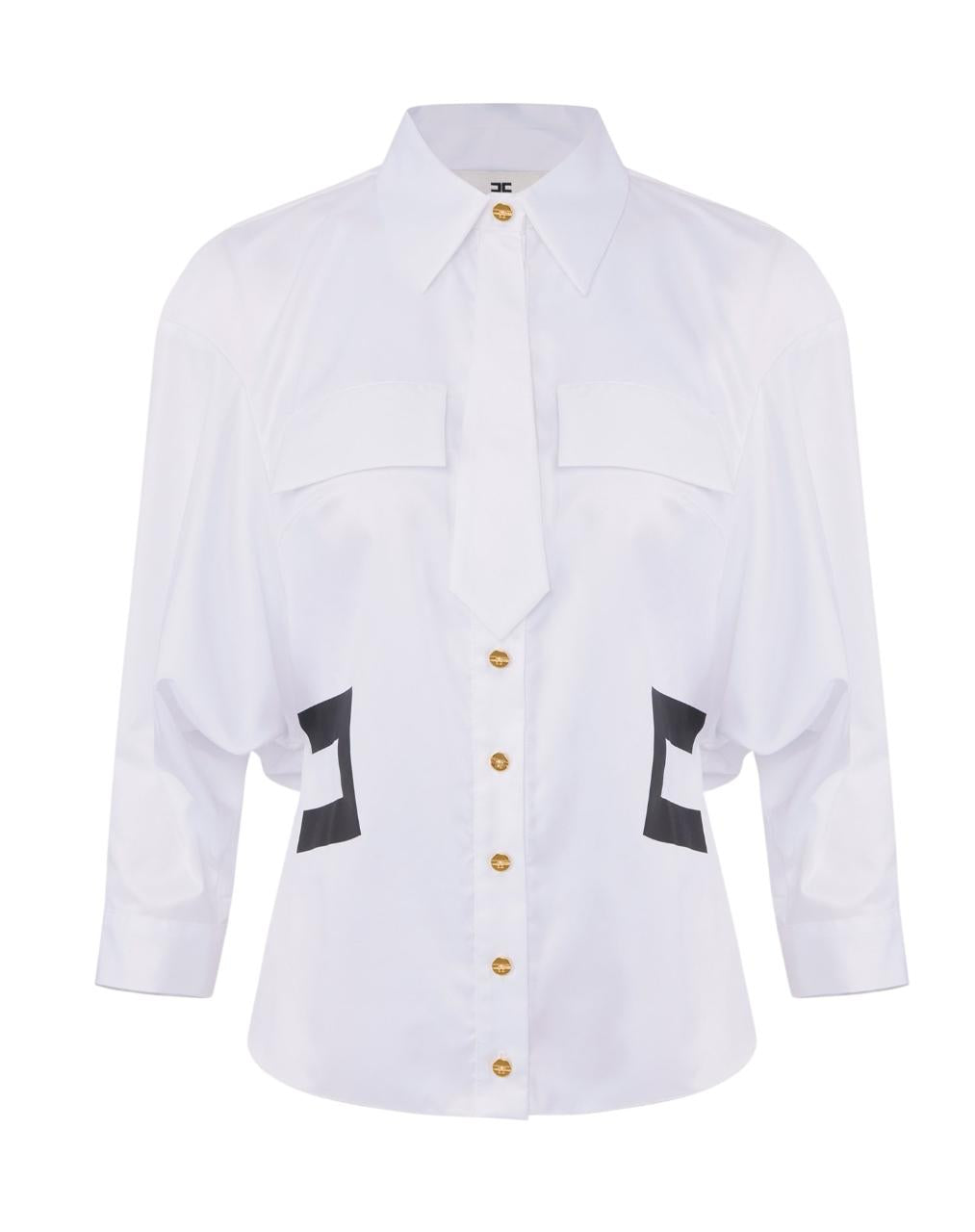 ELISABETTA FRANCHI Camicia Elisabetta Franchi donna CA15561E2221 Bianco Nero<BR/> CA15561E2 221