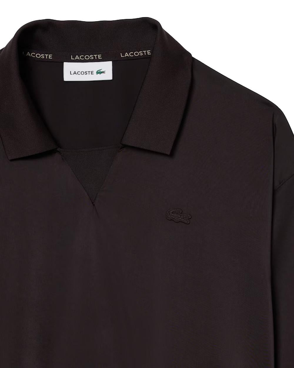 LACOSTE Camicia LACOSTE donna CF9802 Marrone relaxed fit collo retrò coccodrillo CF9802 3LA