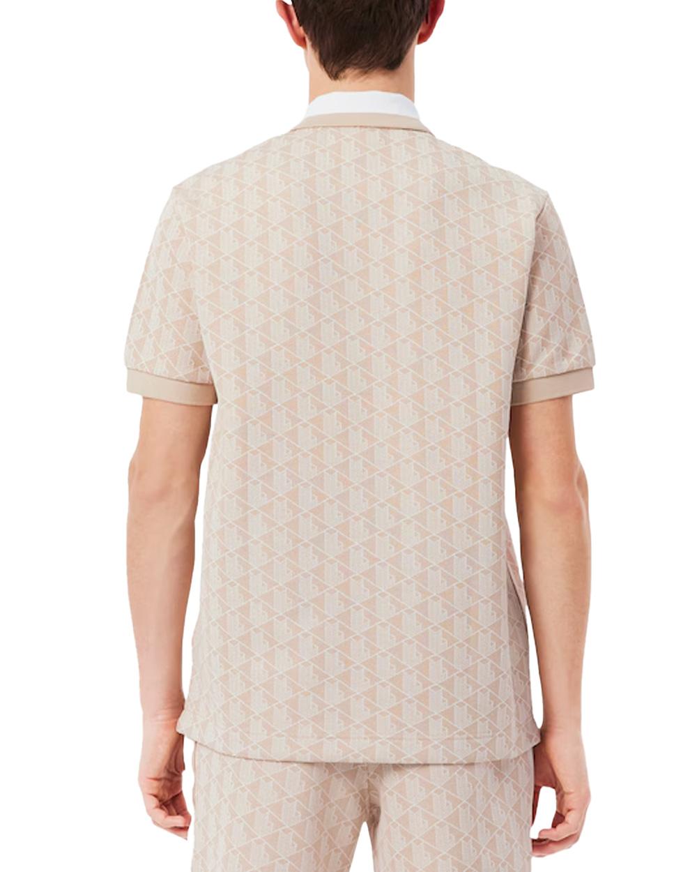 LACOSTE Polo LACOSTE uomo Jacquard DH1417 Beige monogramma poliestere coccodrillo <BR/><BR/> DH1417 8GI