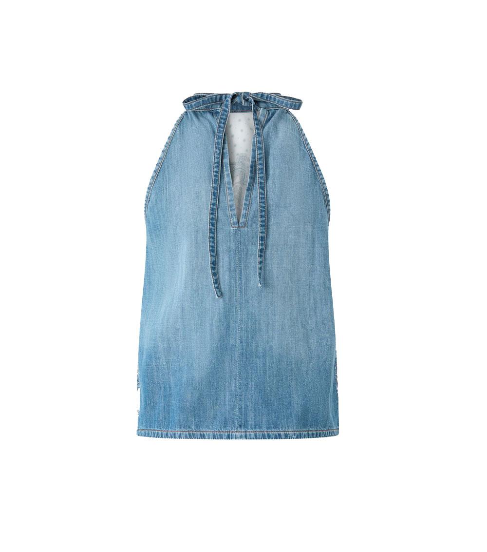 PINKO Top donna Pinko 106413A33Y azzurro zingarell denim stampa foulard<BR/><BR/> 106413A33Y EE8