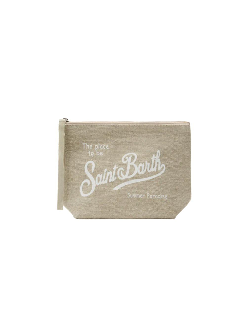 MC2 SAINT BARTH Pochette MC2 SAINT BARTH unisex Aline Linen ALI000401139L Beige linologo tinta unita zip laccetto ALI000401139L 11