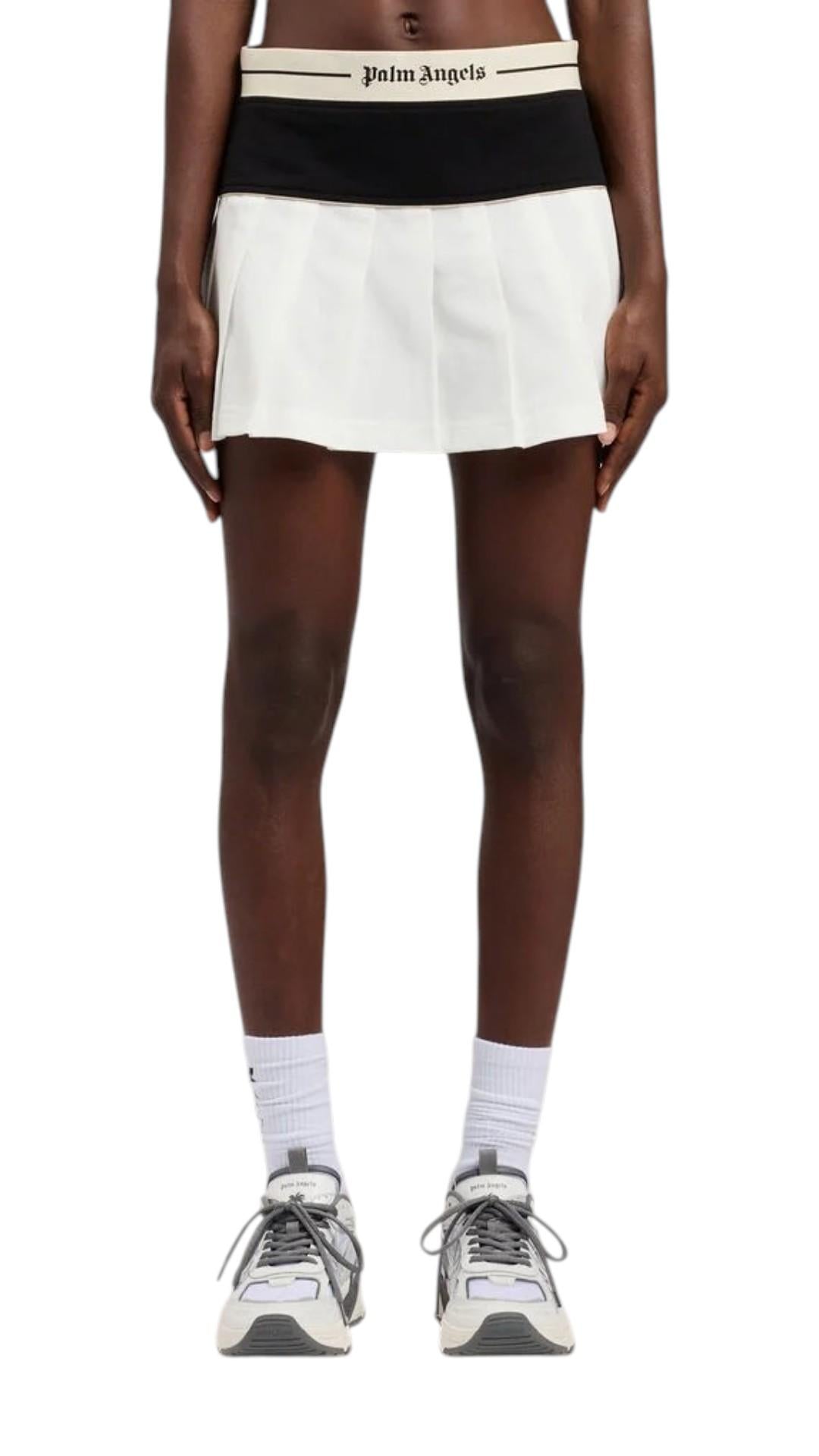 PALM ANGELS Gonna Palm Angels donna PWCC095S26FAB0010 310 Classic Logo Pleated Bianco<BR/> PWCC095S26FAB001 0310