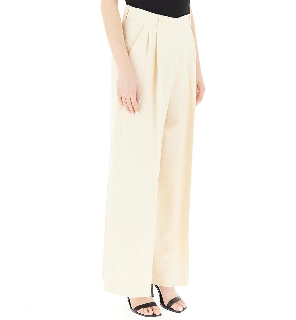 WEEKEND Pantalone Weekend donna Veliero 2515131132600 Beige palazzo lino viscosa gamba ampia pinces 2515131132600 004