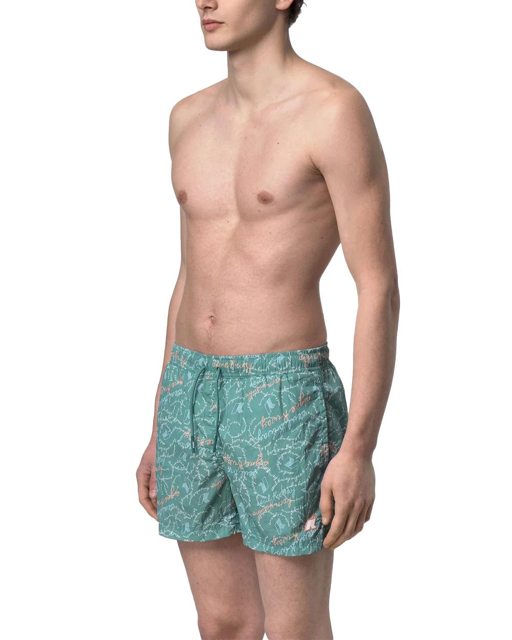 K-WAY Costume K-WAY uomo K2158GW HAZEL GRAPHIC BEACH Verde slip interno rete tasche coulisse K2158GW C14