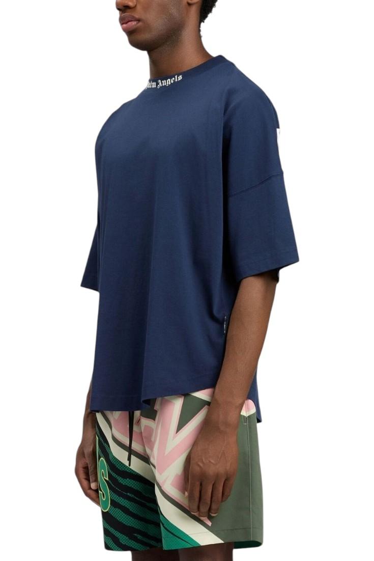 PALM ANGELS T-shirt Palm Angels uomo PMAA10BS26JER0014 103 Classic logo over tee Blu<BR/> PMAA10BS26JER001 4103