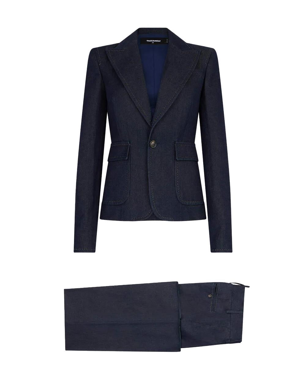 DSQUARED2 Abito DSQUARED2 donna S75FT0271D30035 Blu tre pezzi giacca monopetto gilet bottoni pantalone relaxed S75FT0271D30035 470