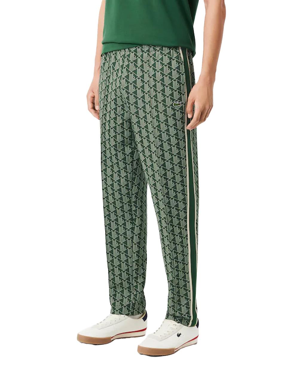 LACOSTE Pantalone LACOSTE uomo XH1440 Verde monogramma poliestere taglio dritto coccodrillo XH1440 D1R
