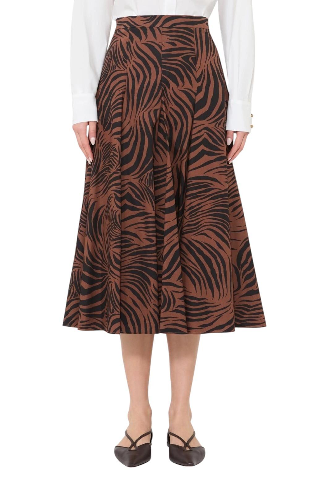 STUDIO Gonna Studio donna 2616101062600 003 Pantheon in popeline stampato Marrone<BR/> 2616101062600 003