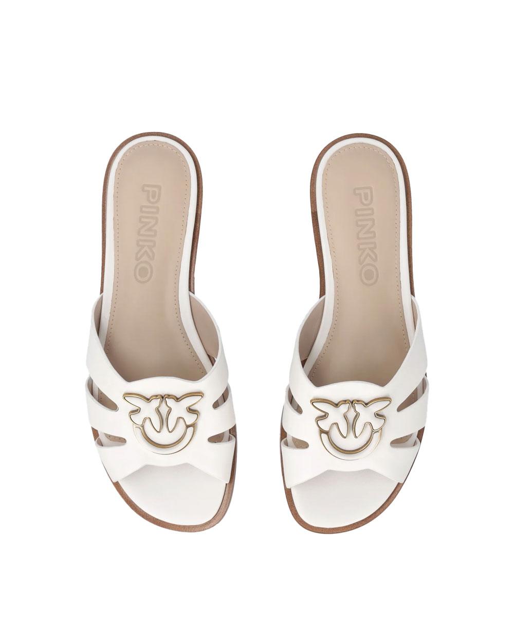 PINKO Ciabatte Pinko donna SD0463P001 Milly latte pelle logo Love Birds <BR/><BR/> SD0463P001 Z12