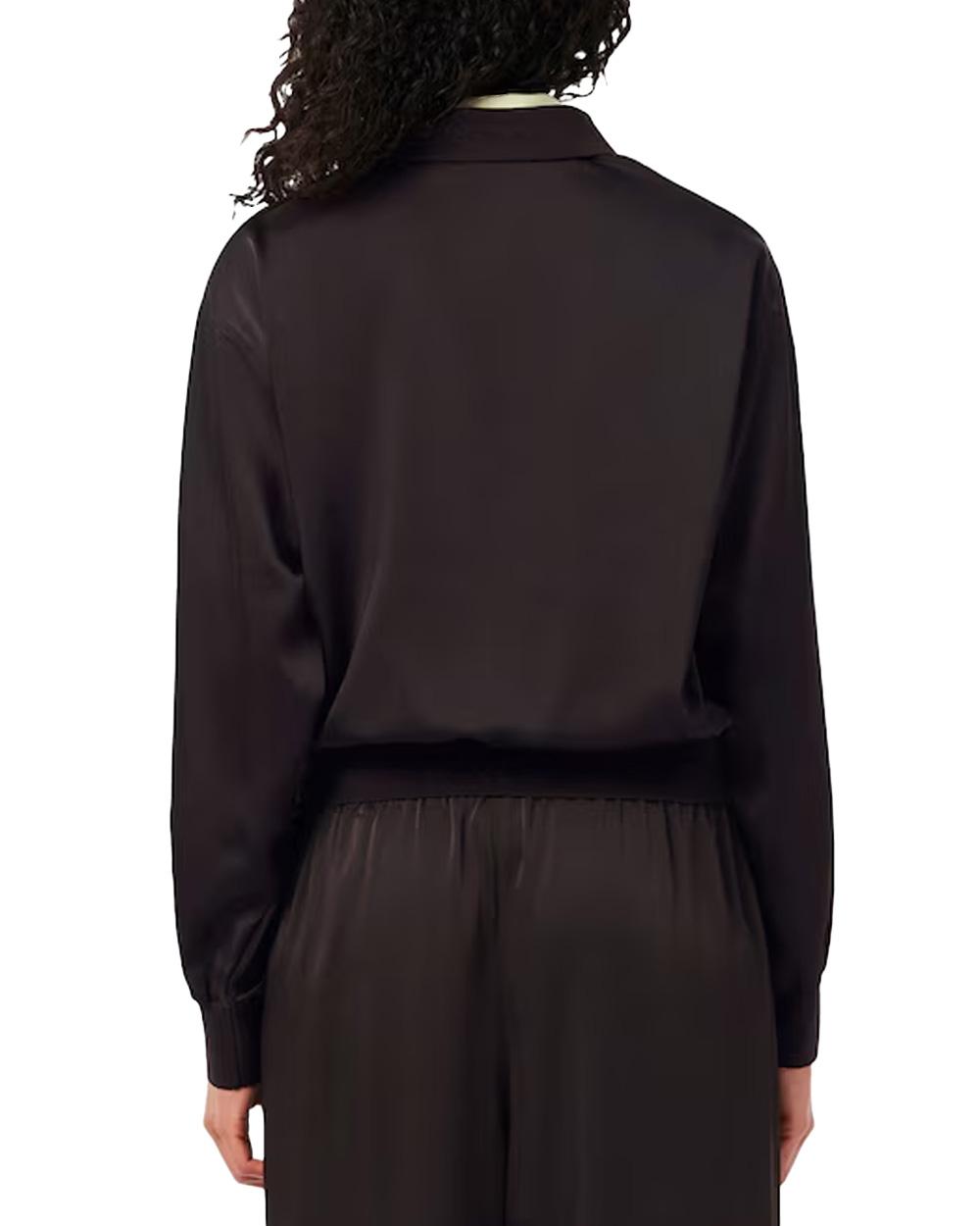 LACOSTE Camicia LACOSTE donna CF9802 Marrone relaxed fit collo retrò coccodrillo CF9802 3LA