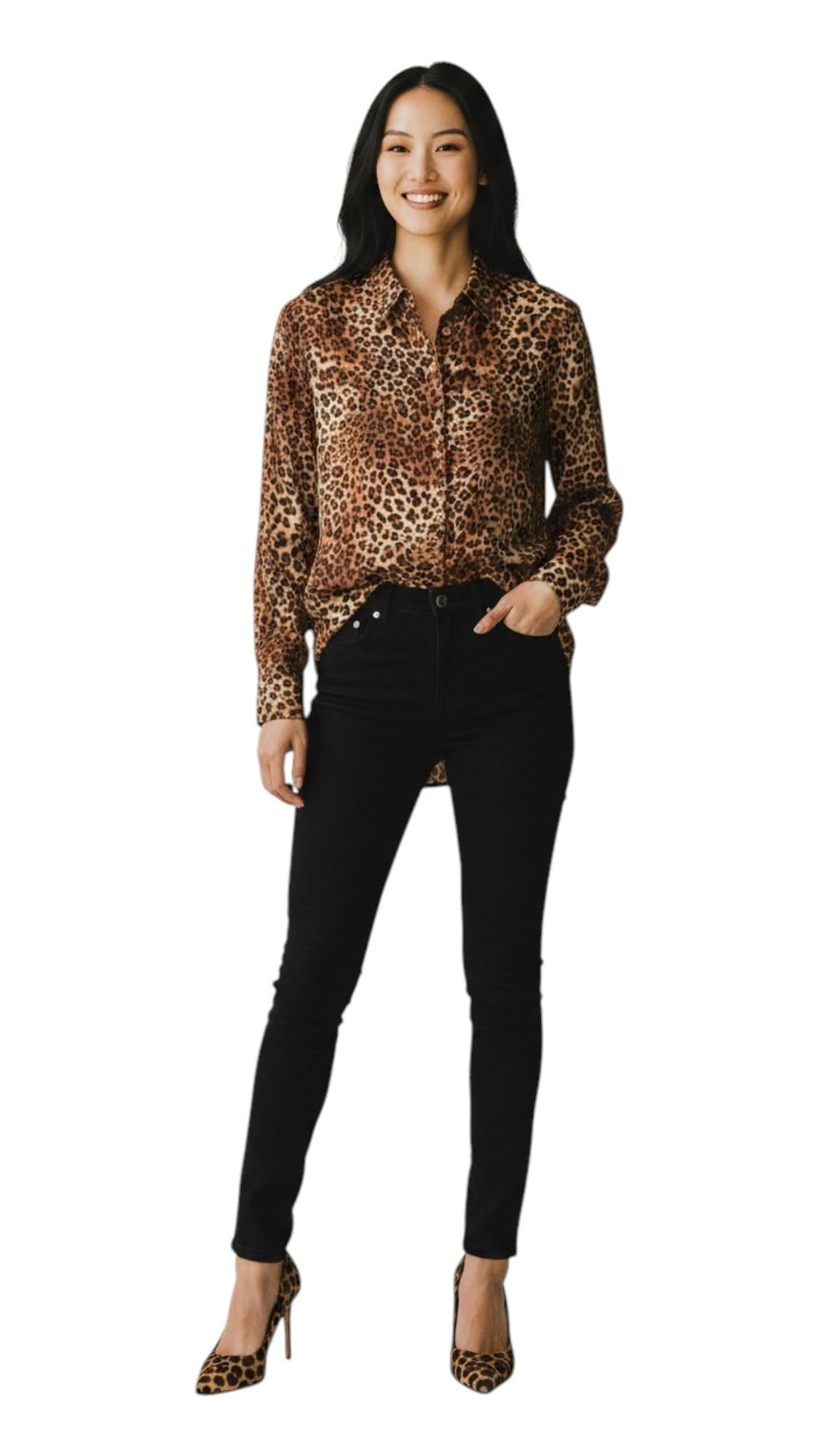 MC2 SAINT BARTH Camicia MC2 SAINT BARTH donna BRIG001 00168L 19 Brigitte Silk Voile Sand Leopard Nero<BR/> BRIG00100168L 19