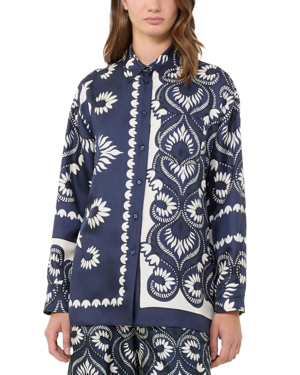 WEEKEND Blusa WEEKEND donna LASTRA 2615191011600 Blu twill seta bottoni taschino fondo stondato 2615191011600 001