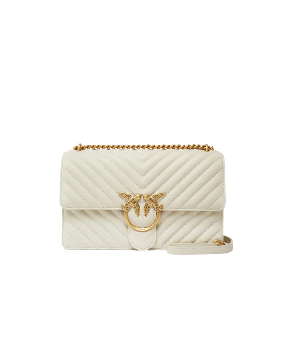 PINKO Borsa PINKO donna LOVE ONE CLASSIC DC 100941A0GK Bianca oro pelle tracolla nappa trapuntata 100941A0GK Z14Q