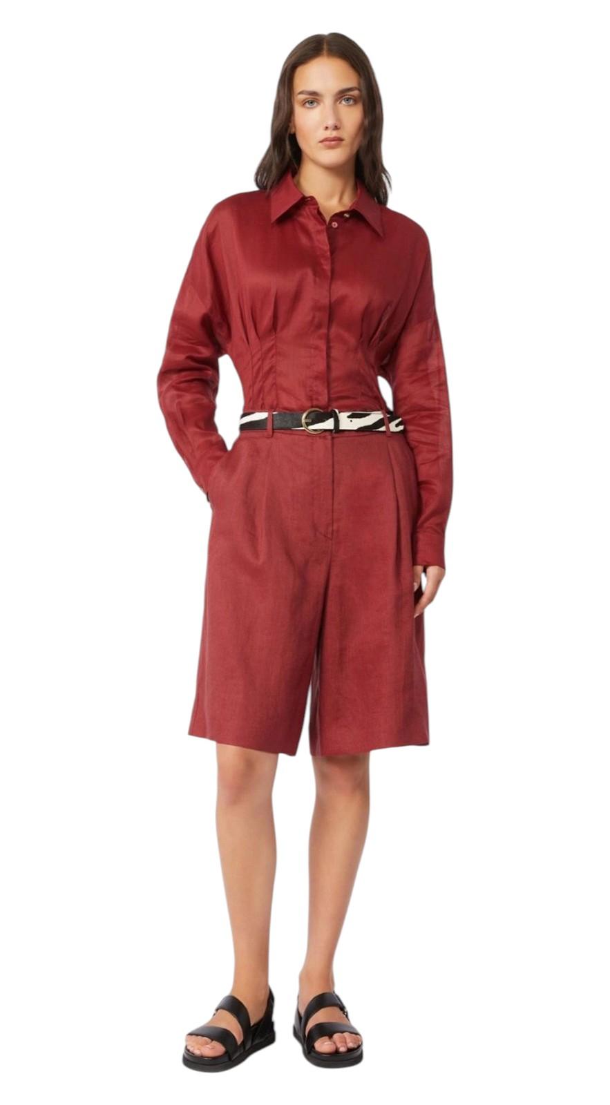 STUDIO Bermuda Studio donna 2616141012600 032 Caravan lungo in tela di lino Mattone rosso<BR/> 2616141012600 032