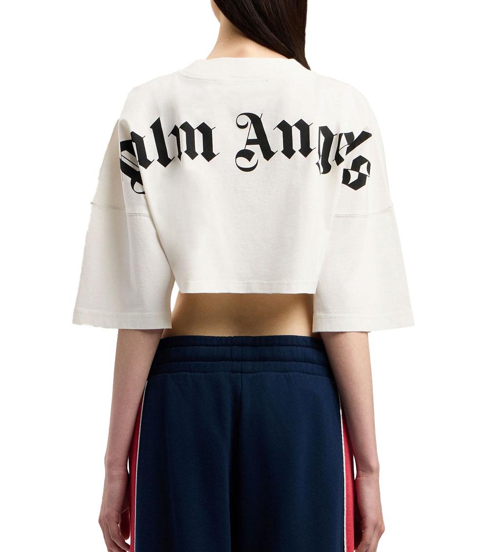 PALM ANGELS T-shirt Palm Angels donna PWAA054S26JER002 bianca crop logo<BR/> PWAA054S26JER002 0310