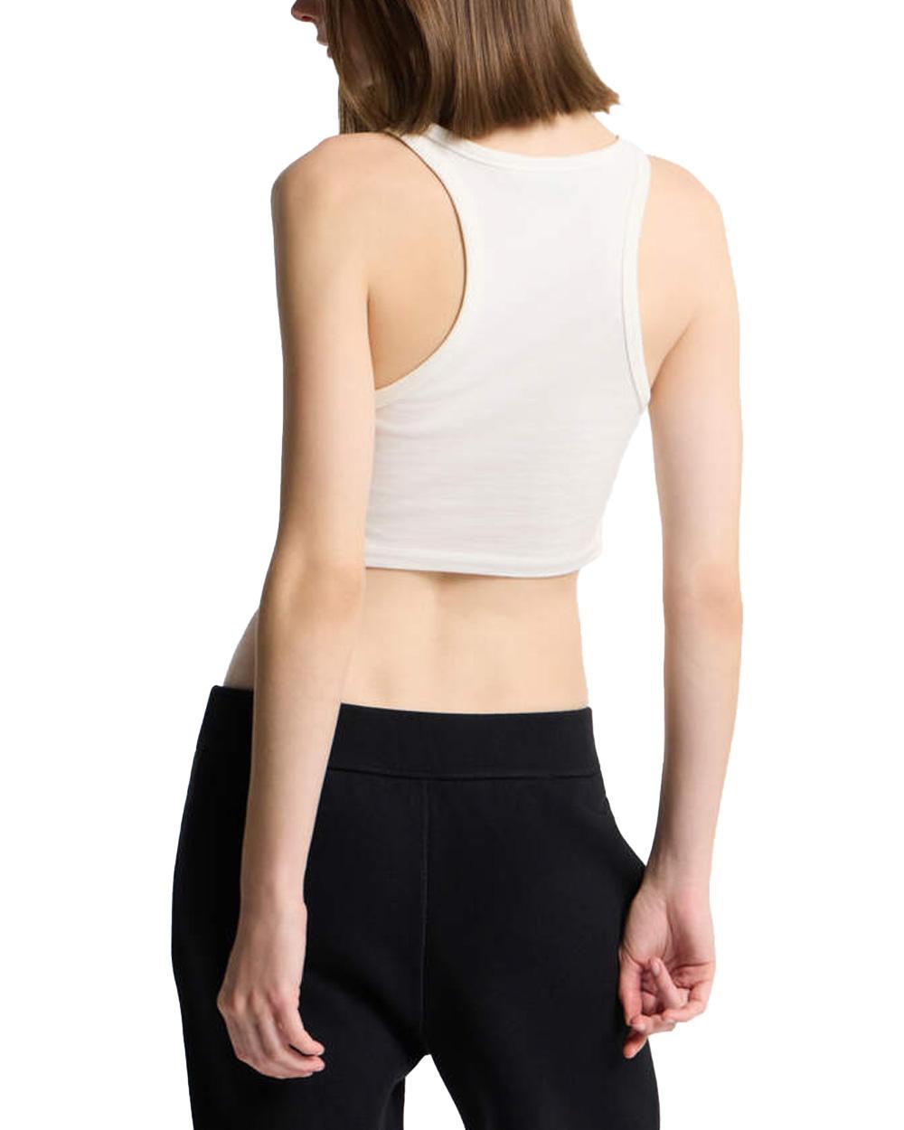 DSQUARED2 Top DSQUARED2 donna S75NL0053D20102 Bianco logo ricamato cotone scollo rotondo S75NL0053D20102 100