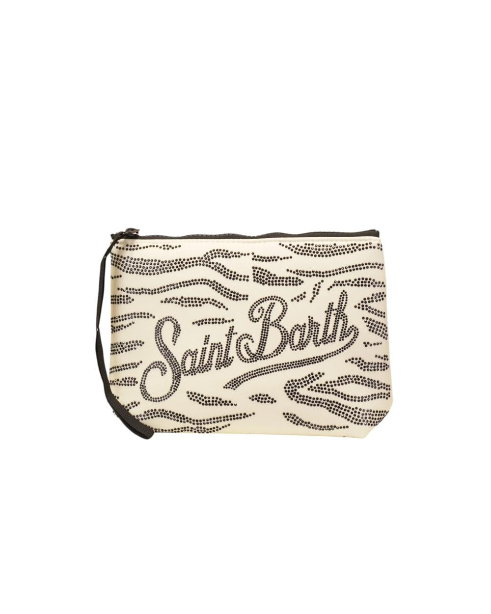 MC2 SAINT BARTH Pochette MC2 SAINT BARTH unisex Aline ALI003200271L Beige logo zip laccetto strass ALI003200271L 1000