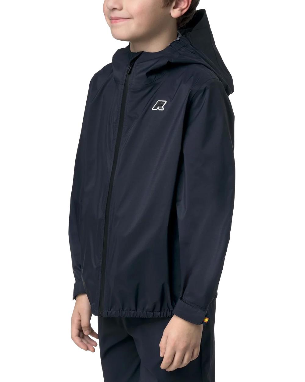 K-WAY Giubbino K-WAY bambino K41345W P. CHARMAIN TRAVEL Blu impermeabile idrorepellente antivento cappuccio K41345W K89