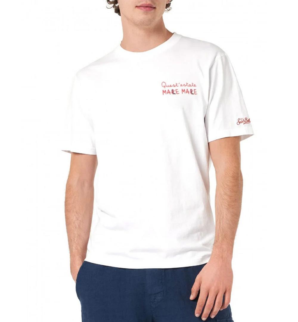MC2 SAINT BARTH T-shirt MC2 Saint Barth uomo PORTOFINO05274H Bianca cotone stampa logo mezza manica PORTOFINO05274H 01N