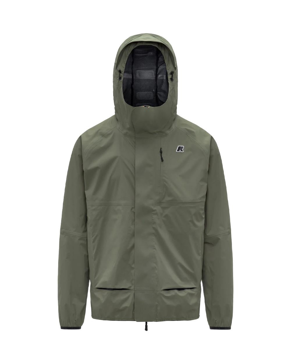 K-WAY Giubbino K-WAY unisex K5122MW ROCHE Verde impermeabile cappuccio tasche fitting regolare K5122MW V15