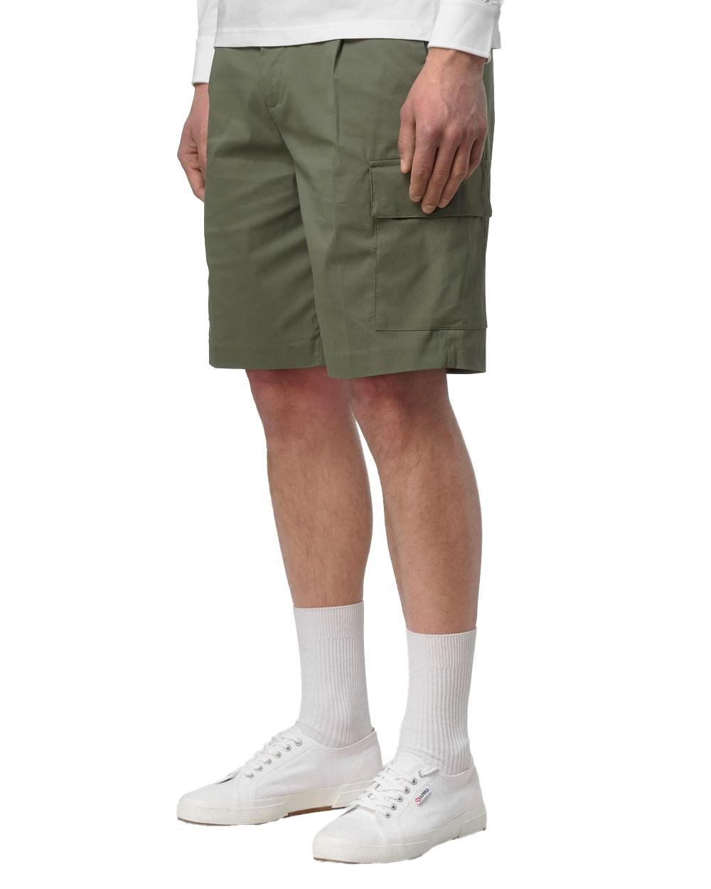 K-WAY Bermuda K-WAY uomo K6133NW SERJE TWILL TECH Verde cargo cotone tasche K6133NW V15