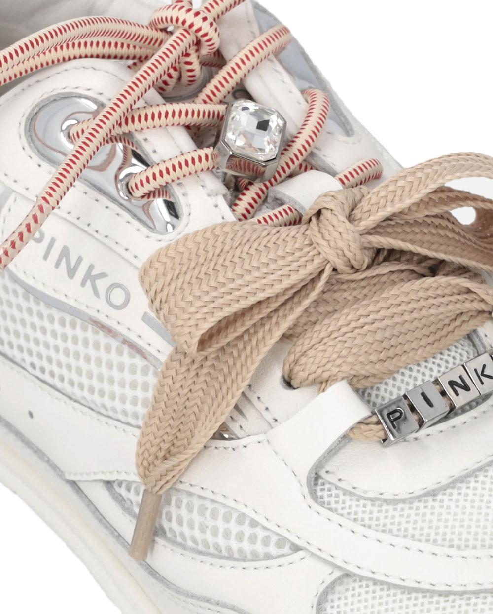 PINKO Sneakers Pinko donna SS0185P132 Yulia bianca lacci doppi cristallo charm<BR/><BR/> SS0185P132 Z1B