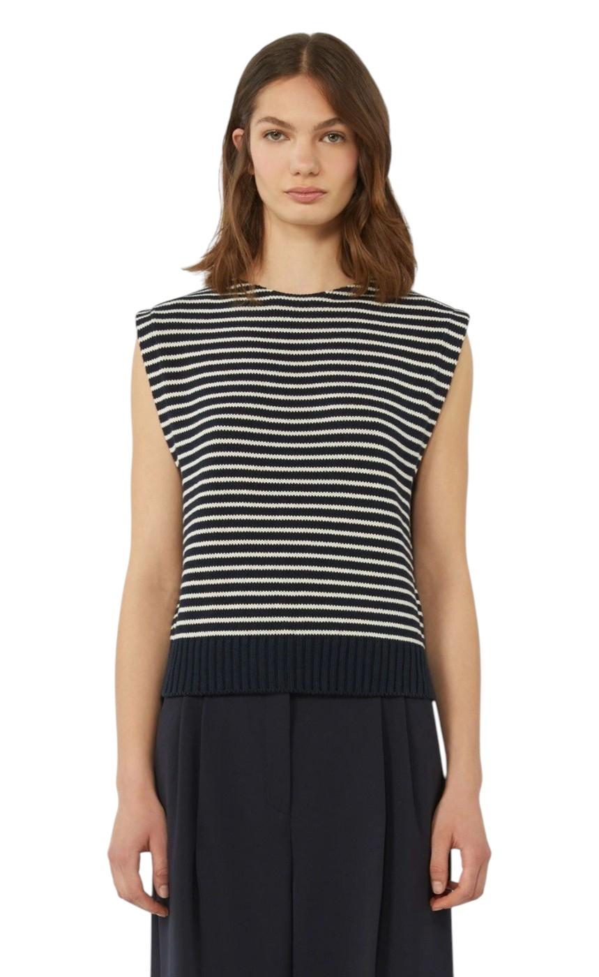 WEEKEND Gilet Weekend 2615351011600 010 Landa in filato di cotone a righe Blu <BR/> 2615351011600 010