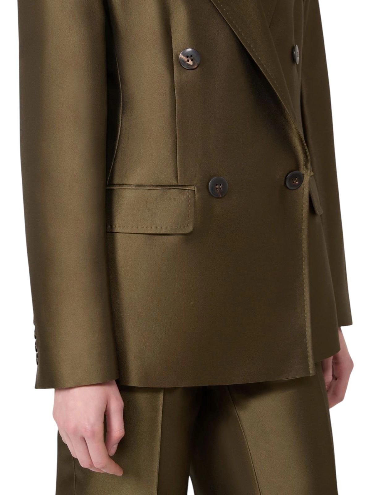 STUDIO Blazer Studio donna 2616041081600 003 Peccati doppiopetto in shantung Verde kaki<BR/> 2616041081600 003