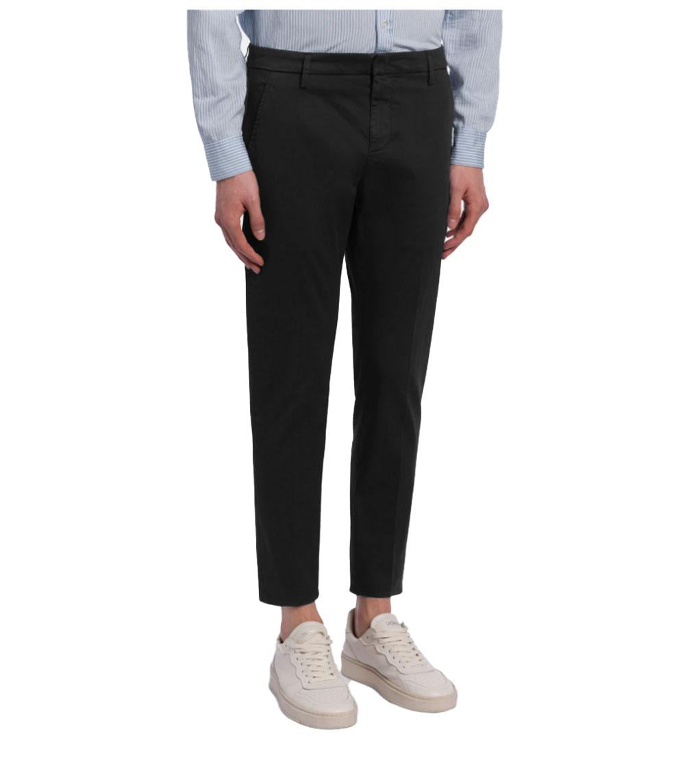 DONDUP Pantalone Dondup uomo Alfredo UP518GS0096U nero slim in gabardina compact<BR/><BR/> UP518GS0096U 999