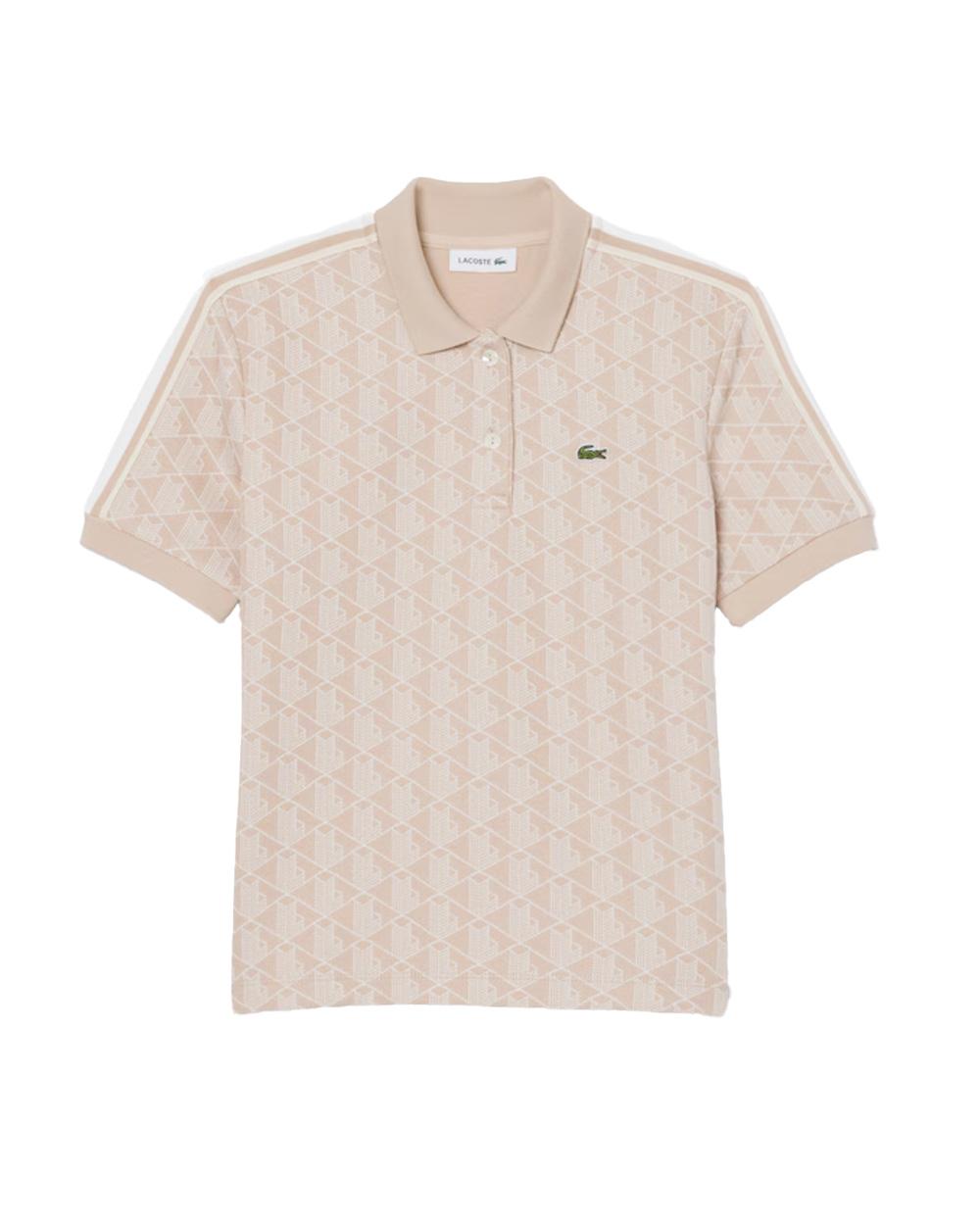 LACOSTE Polo LACOSTE donna DF3364 Beige aderente slim fit bottoni coccodrillo DF3364 8GI