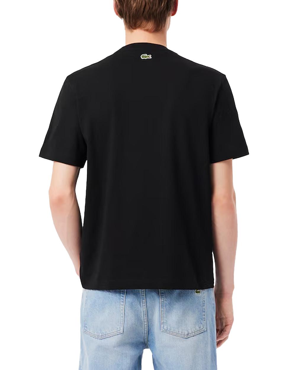 LACOSTE T-shirt LACOSTE uomo TH1446 Nera cotone taglio classico coccodrillo TH1446 031