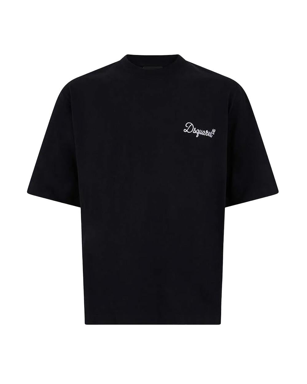 DSQUARED2 T-shirt DSQUARED2 uomo Loose Fit S74GD1525D20106 Nera cotone girocollo logo ricamato S74GD1525D20106 900