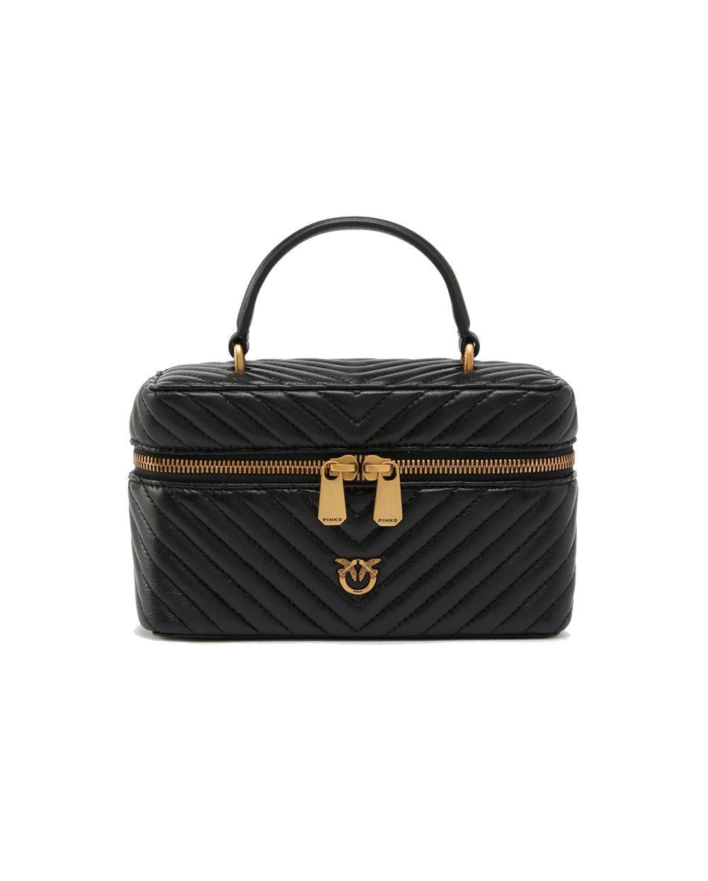 PINKO Beauty case Pinko donna 106382A0GK Vanity soft mini nero tracolla nappa chevron<BR/> 106382A0GK Z99Q