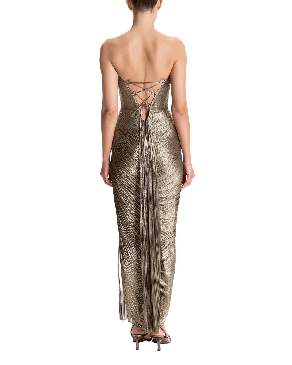 MARIA LUCIA HONAN Abito MARIA LUCIA HONAN donna Amisha PF006437 Oro senza spalline foderato cut out cerniera<BR/> PF006437 3