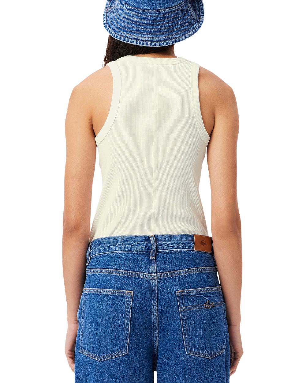 LACOSTE Top LACOSTE donna TF5388 Bianco cotone aderente slim fit TF5388 70V